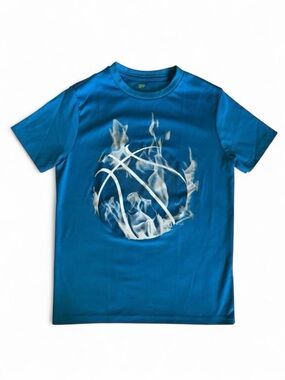 Tek Gear Boys Blue Flaming Basketball Graphic Tee Size S 8